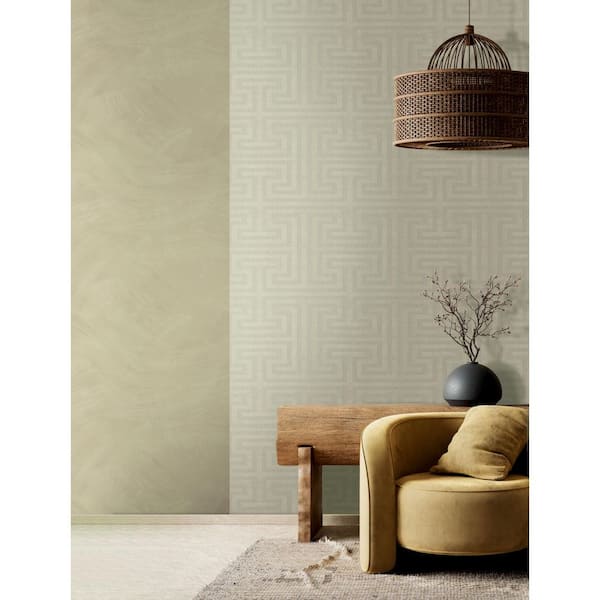 Synergy Collection Green Geometric Maze Matte Finish Vinyl on Non