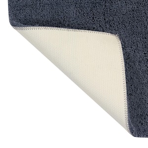 Micro Plush Collection Charcoal 20 in. x 20 in. 100% Micro Polyester Tufted Bath Mat Rug