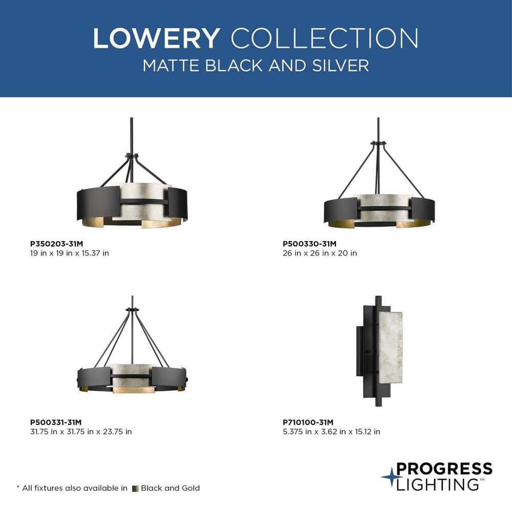 Lowery Matte Black and Gold 6-Light Drum Chandelier