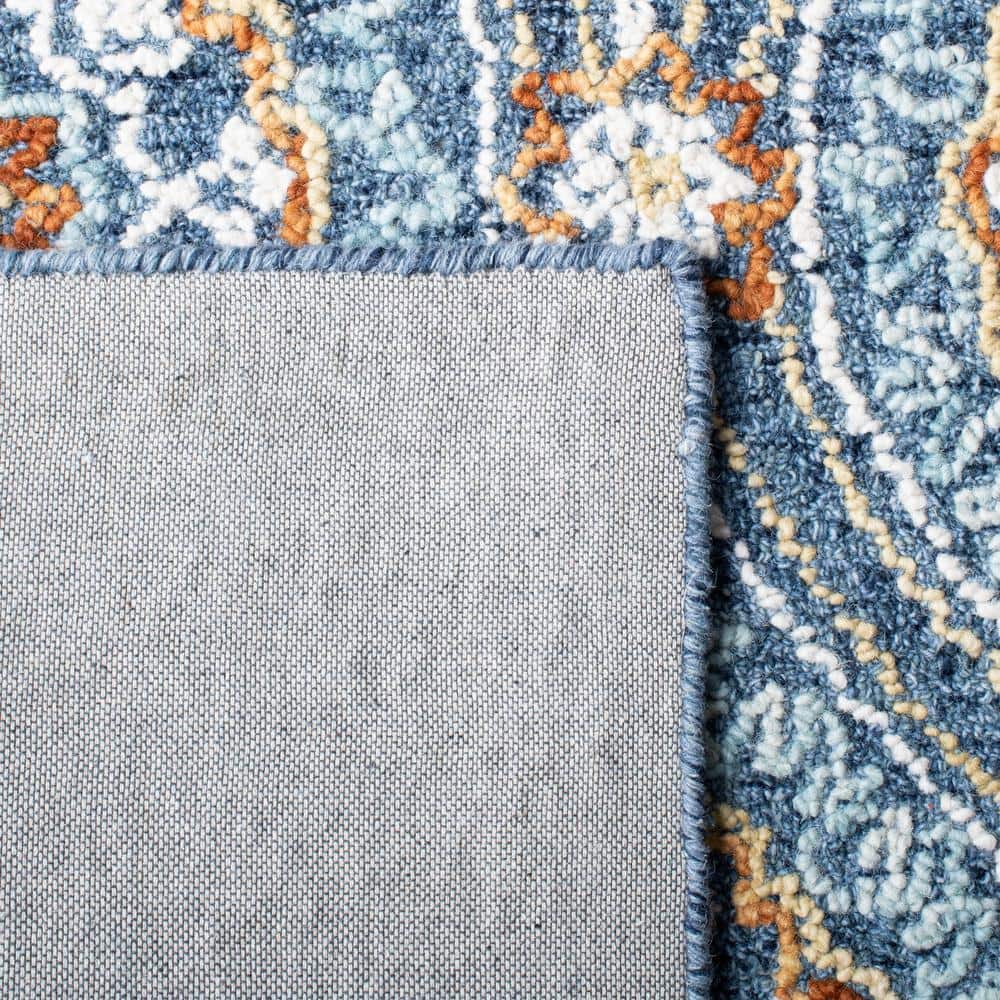 Handmade Blue Floral Wool 8' x 10' Tufted Area Rug