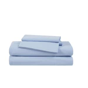 Washed Cotton Blue Queen 4-Piece Sheet Set