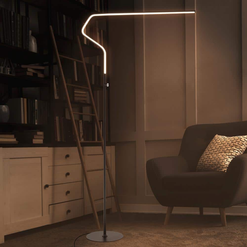 Julian Minimalist Arc 65.25" Black Matte Metal Floor Lamp