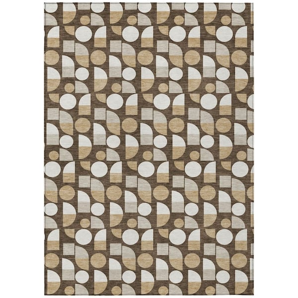 Chantille Machine Washable Indoor/Outdoor Abstract ACN2921 Chocolate 10 ft. x 14 ft. Area Rug