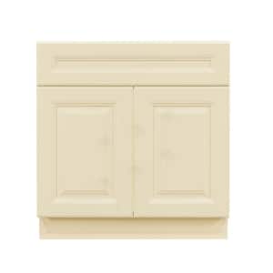 Oxford Creamy White Plywood Raised Panel Stock Assembled Sink Base Kitchen Cabinet (36 in. W x 34.5 in. H x 24 in. D)