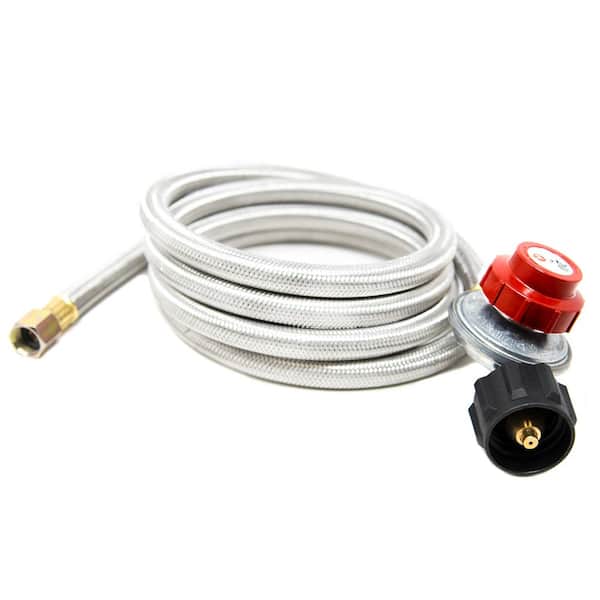 GASONE 8 ft. 0 PSI to 20 PSI Steel Braided Hose and High Pressure Propane Regulator