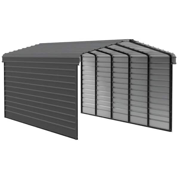 12 ft. W x 24 ft. D x 9 ft. H Charcoal Galvanized Steel Carport with 2-Side Wall Kits