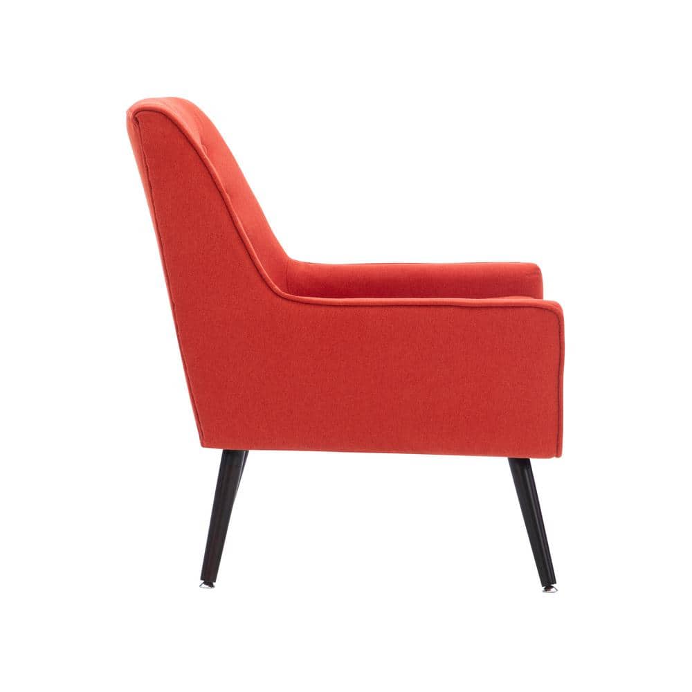 Pimento Red Button Tufted Wood Accent Chair