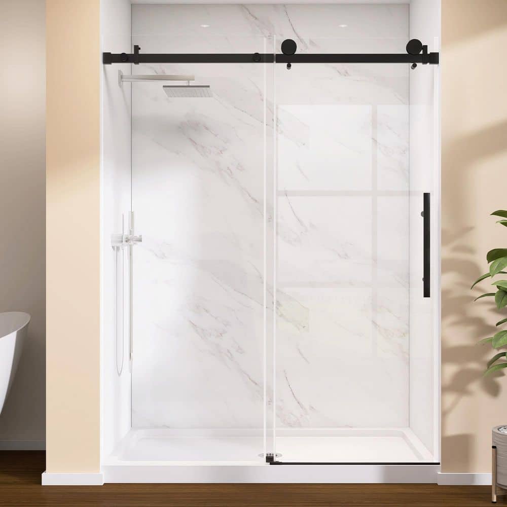 Zeafive Sik 56 to 60 in. W x 76 in. H Frameless Sliding Shower