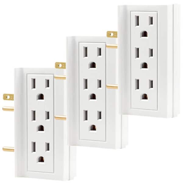 GE 6-Outlet Grounded Side-Access Tap, White (3-Pack)