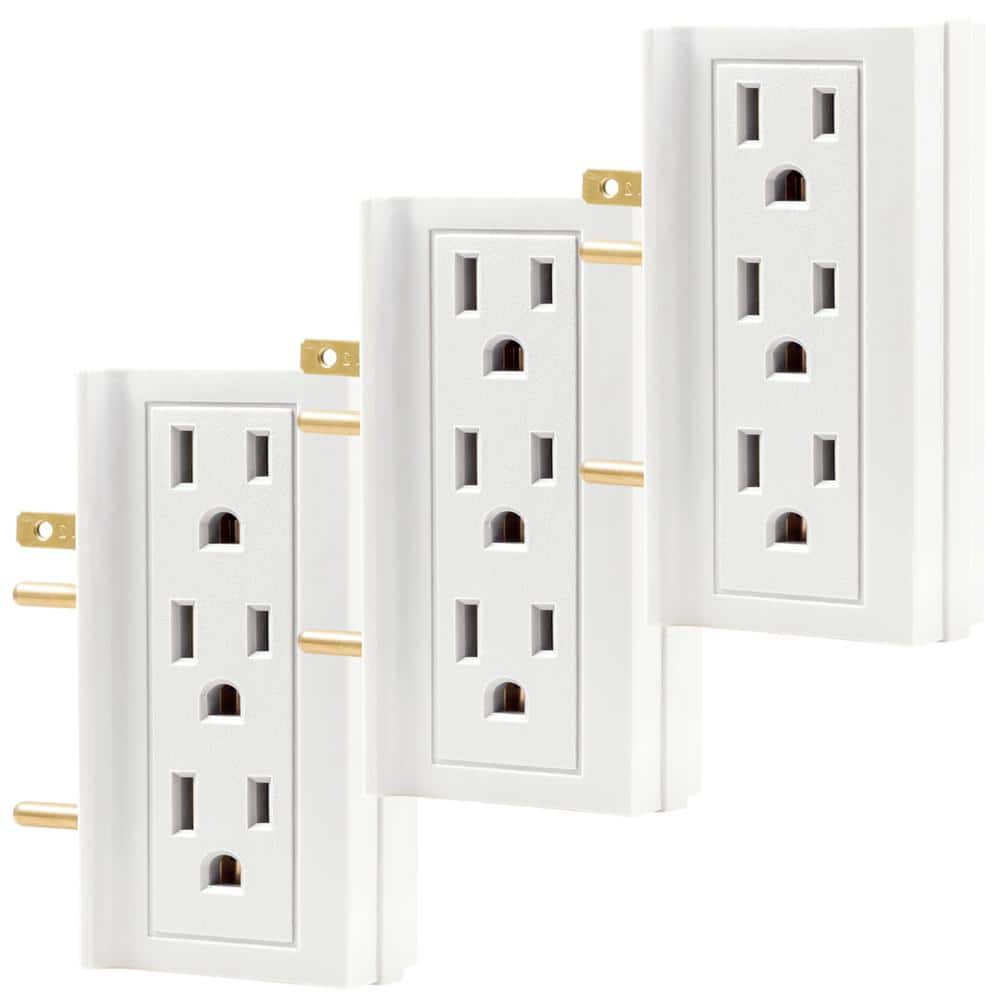 GE 6-Outlet Grounded Side-Access Tap, White (3-Pack) 48662 - The