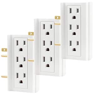 6-Outlet Grounded Side-Access Tap, White (3-Pack)