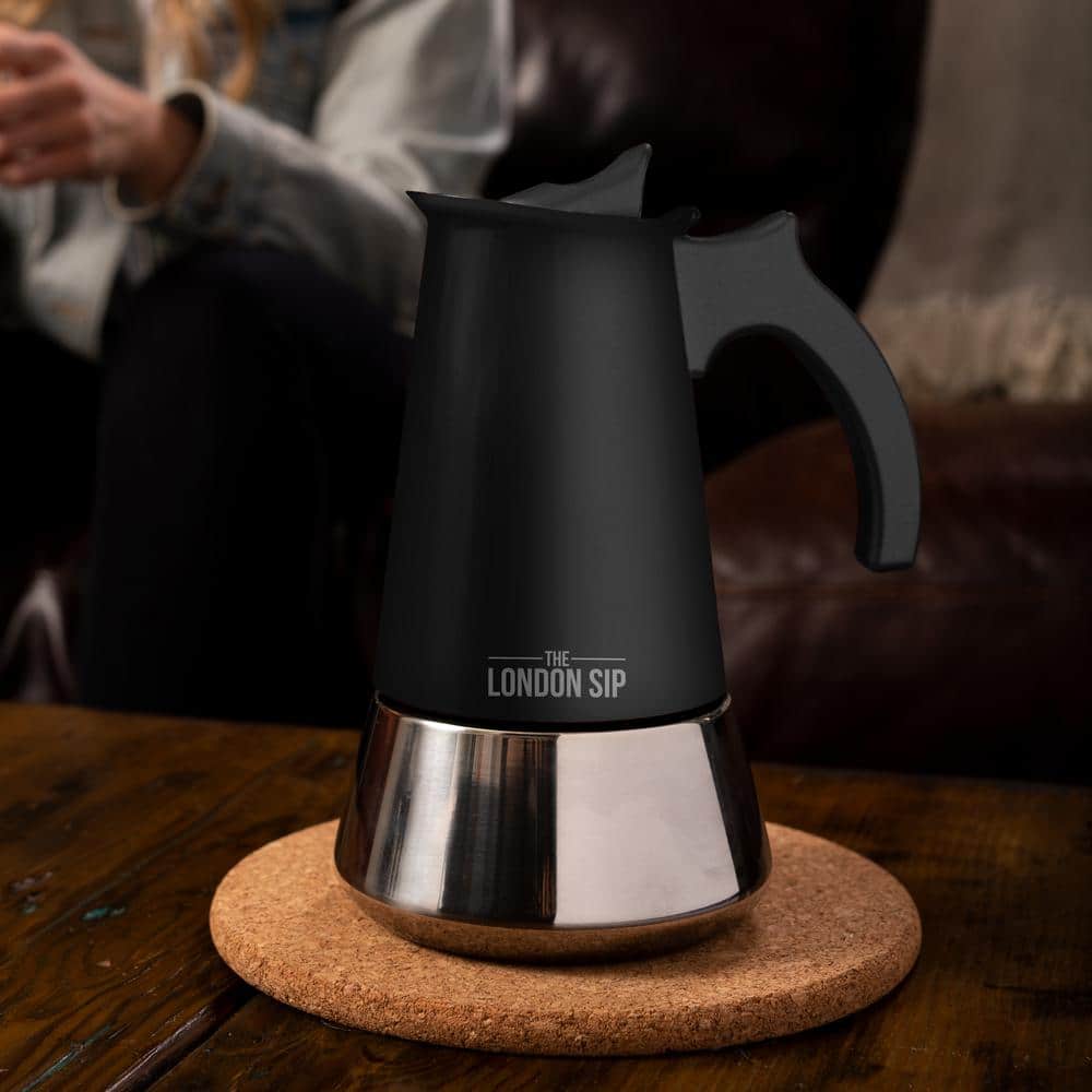 London Sip Stovetop Espresso Maker 6-Cup, Matte Black - Thumbnail 2