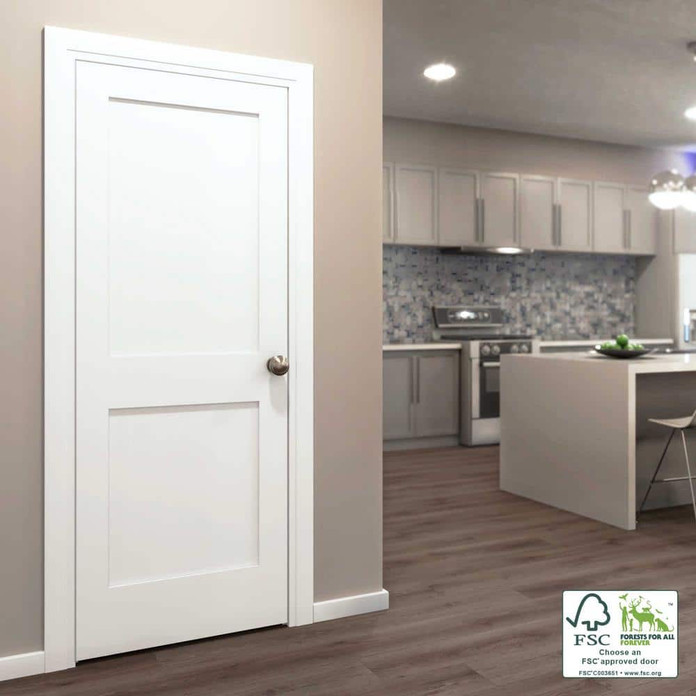 80" x 24" White Primed Pine 2-Panel Interior Slab Door