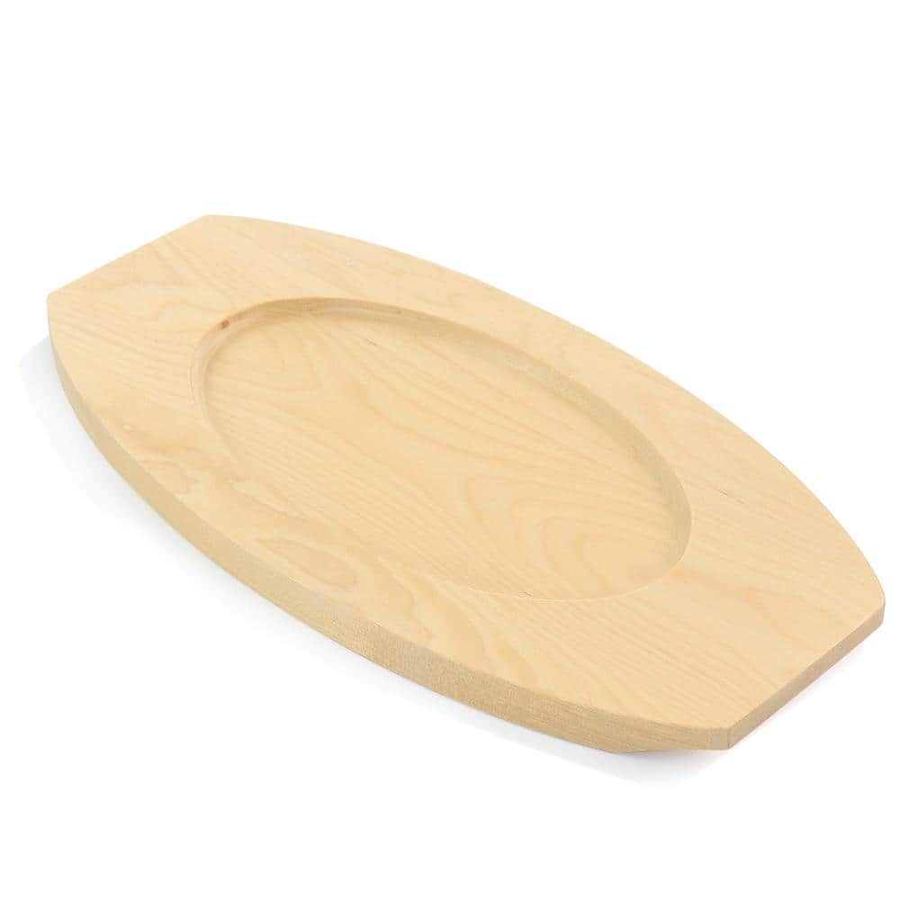 Oval Blue Cast Iron Casserole with Birch Wood Trivet