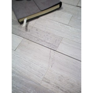 Brushed White Carrera Marble 2 in. x 8 in Mosaic Tile Sample