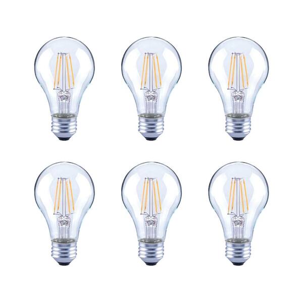 Unbranded 40-Watt Equivalent A19 Clear Glass Vintage Decorative Edison Filament Dimmable LED Light Bulb Daylight (6-Pack)