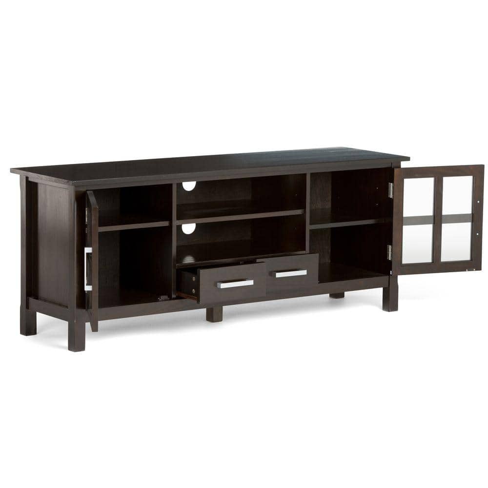 Hickory Brown 60" Solid Wood TV Media Console with Cabinets