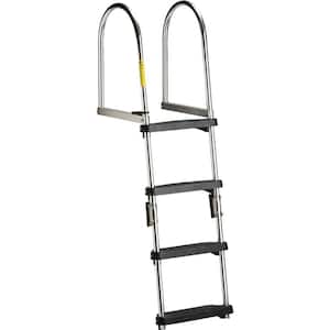 Premium 4 Step Folding Pontoon Transom Boarding Ladder