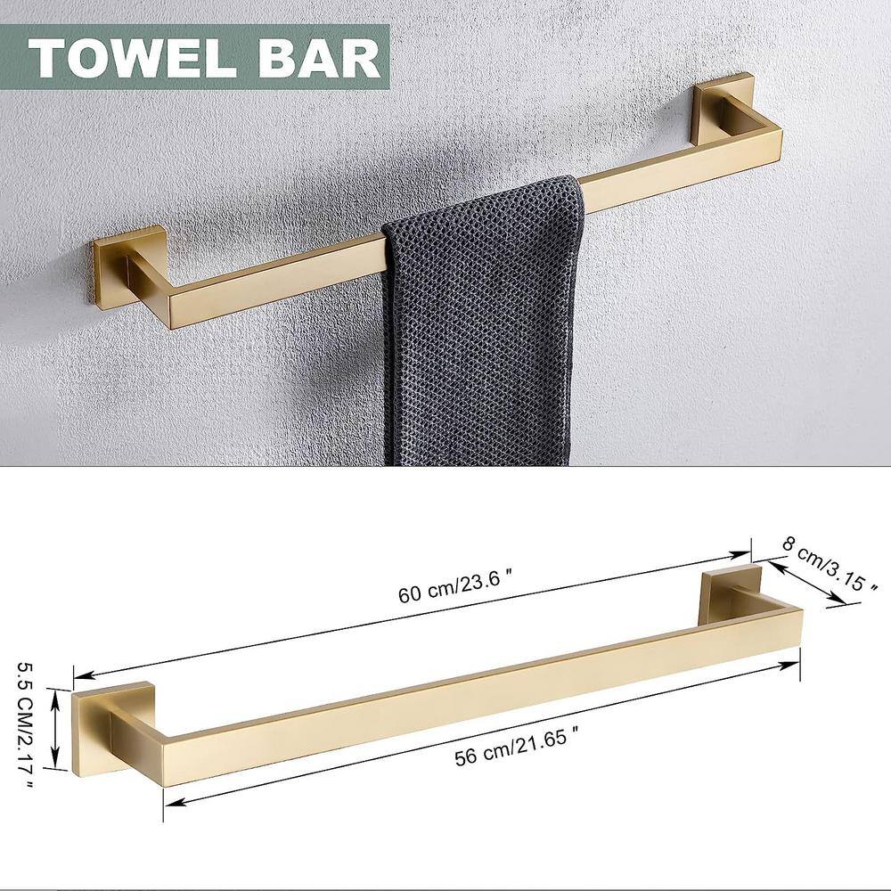 Brushed Gold Stainless Steel 4-Piece Bathroom Hardware Set