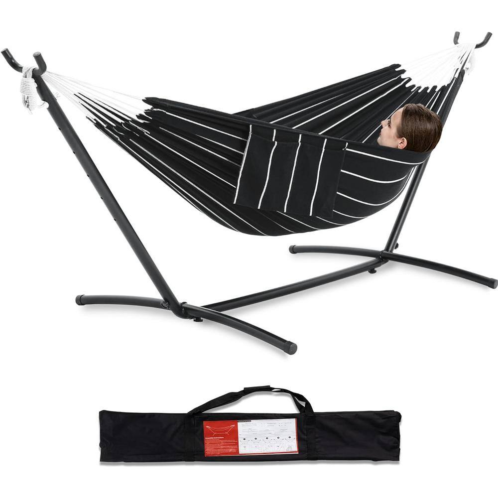 9 ft. 2-Person Heavy Duty Double Hammock with Steel Stand, 450 lbs. Capacit