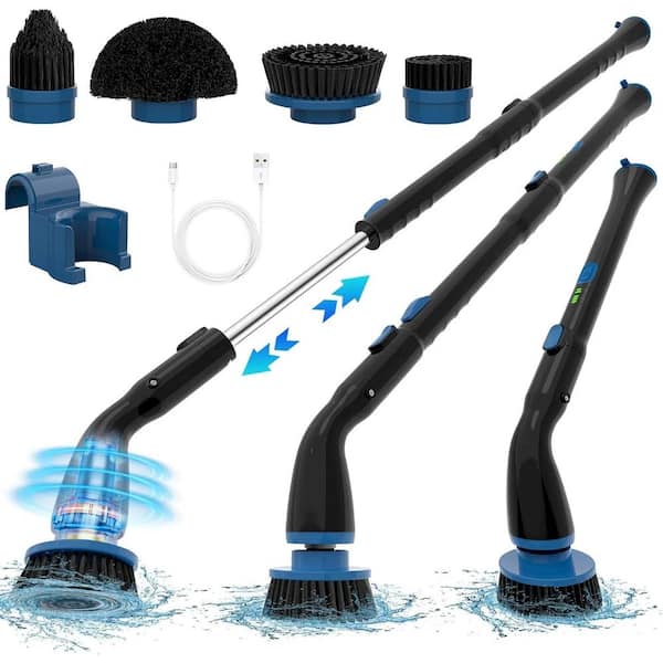 Afoxsos 24 in. Electric Cordless Spin Floor Scrubber Brush with 4  Replaceable Brush Heads And Adjustable Extension Handle SNSA01-1IN052 - The  Home Depot