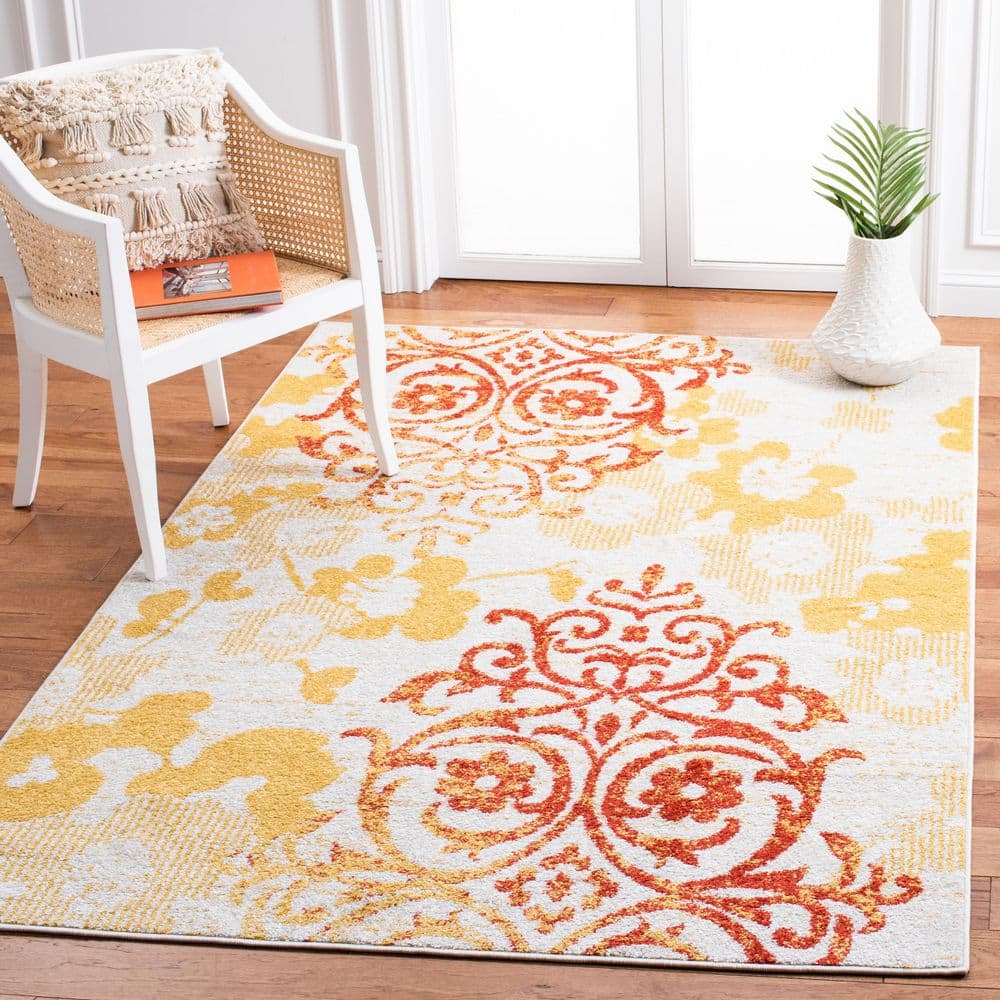 Adirondack 5 ft. x 8 ft. Gray/Gold Floral Damask Area Rug price history on PriceWatchPro