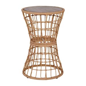 Brown Round Wicker/Rattan Outdoor Side Table