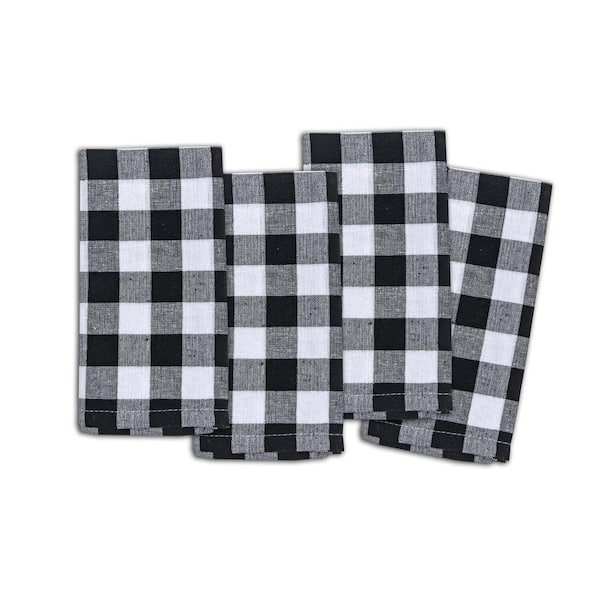 Lintex Buffalo Check Black 100% Cotton Napkin 18 in. x 18 in. (Set of 4)