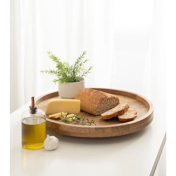 Kate and Laurel Halsey Natural Brown Round Wood 18 in. Decorative