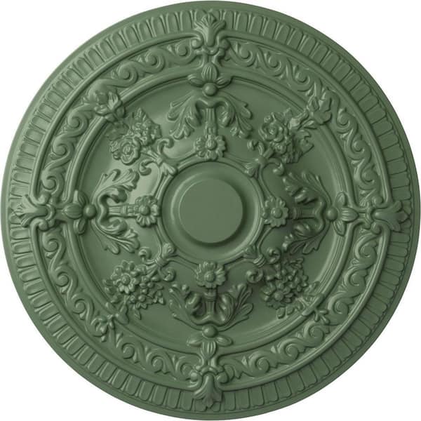Ekena Millwork 26" x 3" Vincent Urethane Ceiling (Fits Canopies up to 6"), Hand-Painted Athenian Green