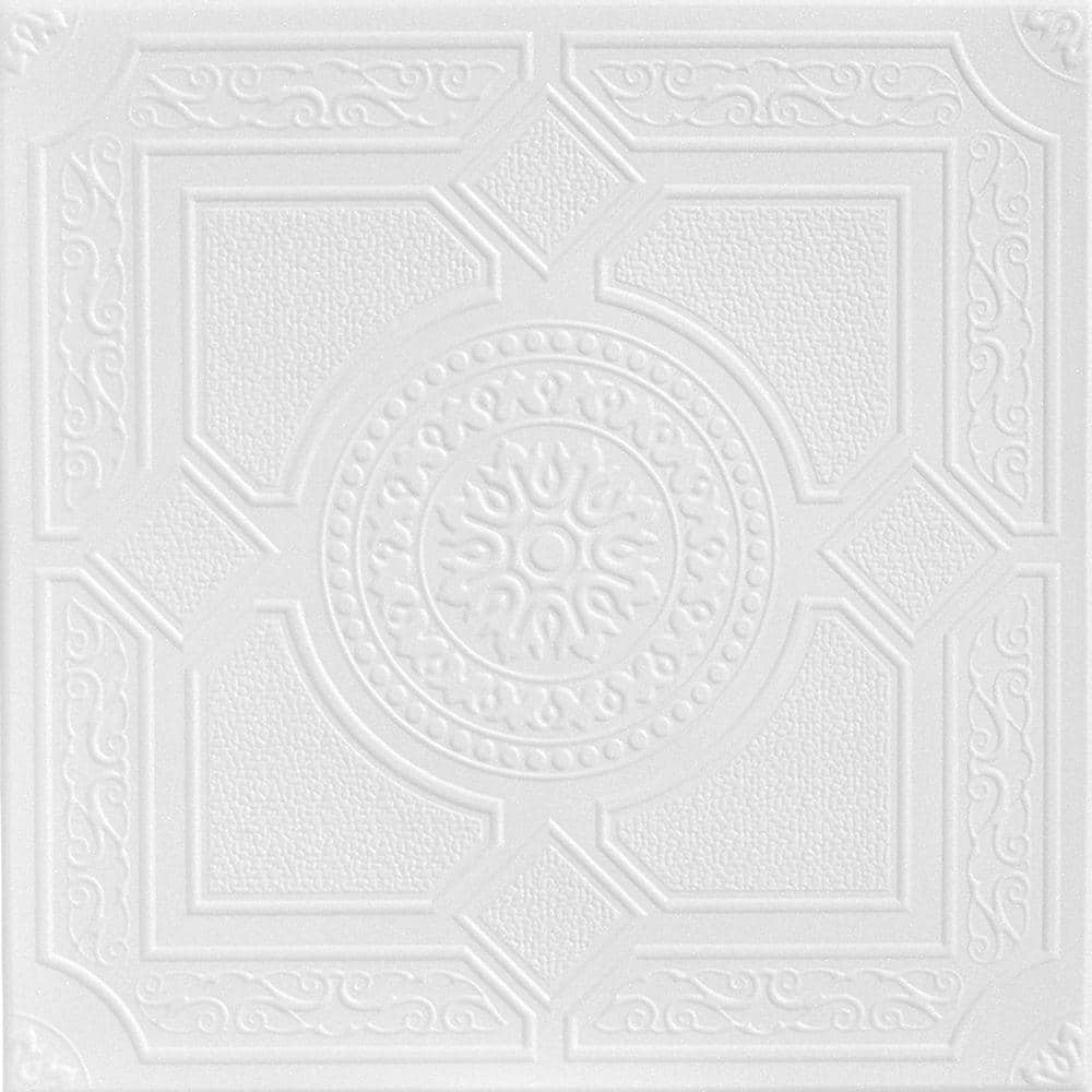 Kensington Garden 1.6 ft. x 1.6 ft. Glue Up Foam Ceiling Tile in Plain Whit
