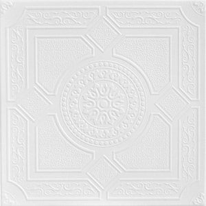 Kensington Garden 1.6 ft. x 1.6 ft. Glue Up Foam Ceiling Tile in Plain White (21.6 sq. ft./case)