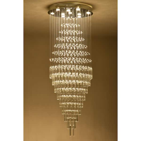 Albany 10-Light 26.4 in. Chrome Crystal Modern Tiered Dimmable Chandeliers Living Ceiling Lights Foyer Lighting