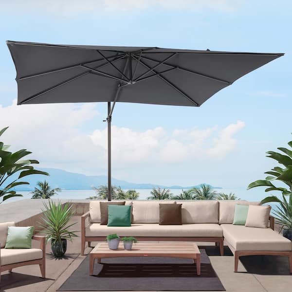 Sonkuki 10x8FT Premium Cantilever Patio Umbrella - Outdoor Comfort with 360° Rotation and Canopy Angle Adjustment, Anthracite