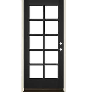 36 in. x 80 in. French LH Full Lite Clear Glass Black Stain Douglas Fir Prehung Front Door