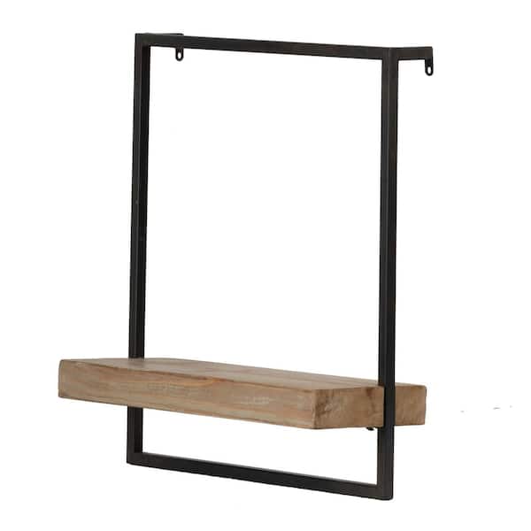 Unbranded Beautiful 15.7 in. W x 5.9 in. D Brown Fire Wood 2-Tier Decorative Wall Shelf with 1-Shelve