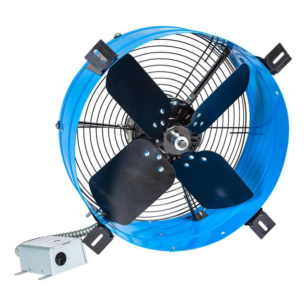 Blue and Black Galvanized Steel Roof Mount Attic Fan