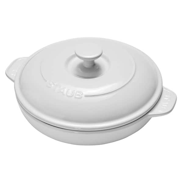 Ceramic 8 in. Round Covered Brie Baker - White