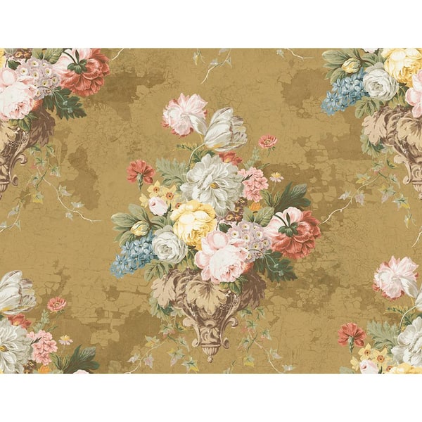 CASA MIA Floral Bunch Brown and Multicolor Paper Non-Pasted Strippable Wallpaper Roll (Cover 60.75 sq. ft.)