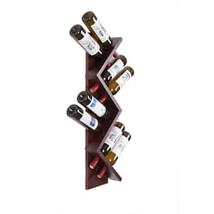 35.5 in. X 9 in. Wood Vertical Z-Wine Rackwall-Mounted Solid Wine Rack for Living Room, Kitchen, Walnut