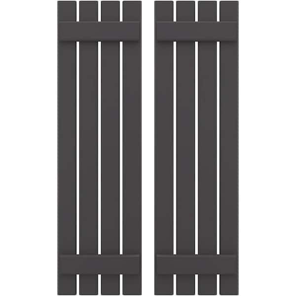 Ekena Millwork 15-1/2 in. W x 70 in. H Americraft 4-Board Exterior Real Wood Spaced Board and Batten Shutters in Shadow Mountain