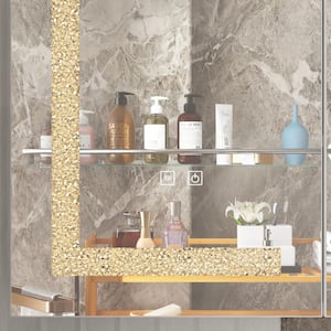 31.3 in. W x 35.4 in. H Rectangular Bathroom White Medicine Cabinet with Mirror Doors, Storage Shelf, Surface Mount