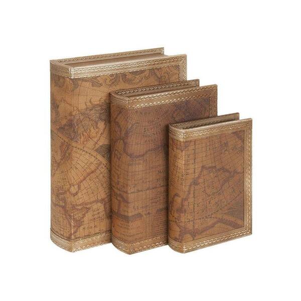 Generic unbranded 14 in. W Kenneth Brown Leather Book Box Set (Set of 3)