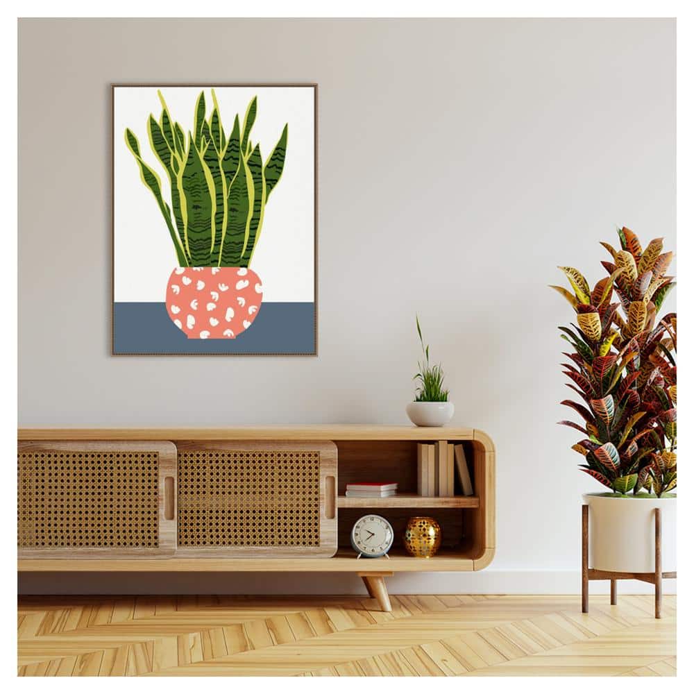 Botanic-Inspired Framed Canvas Wall Art with Beaded Perimeter