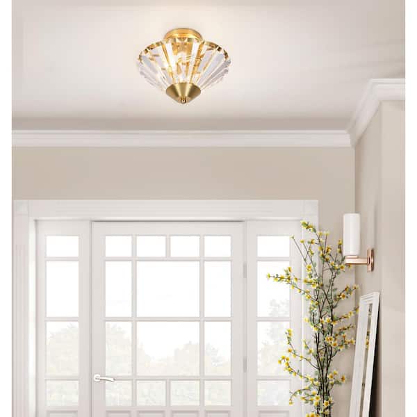 Alsy 11 in. 2-Light Brushed Gold Plated Transitional Semi Alsy 11 in. 2-Light Brushed Gold Plated Transitional Semi