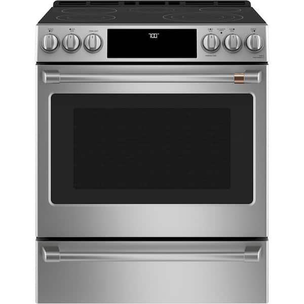 Cafe 30 in. 5.7 cu. ft. Smart Slide-In Electric Range in Stainless Steel with True Convection, Air Fry
