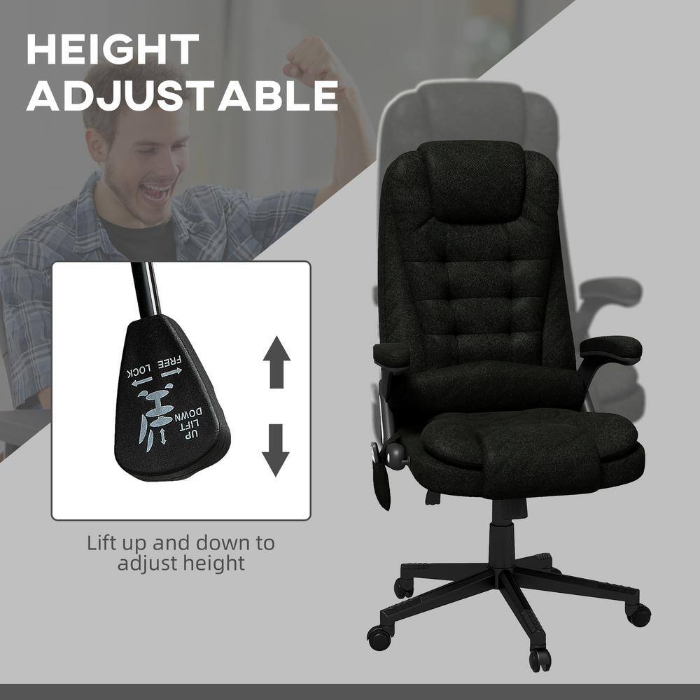 Black Fabric Massage Chair with Reclining Backrest - thumbnail 6