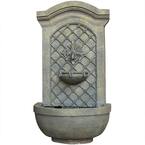 Rosette Resin French Limestone Solar-On-Demand Outdoor Wall Fountain