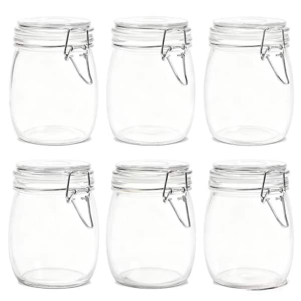 25 oz. Set of 6 Airtight Glass Jars with Clear Preserving Seal Wire Clip Fastening for Kitchen