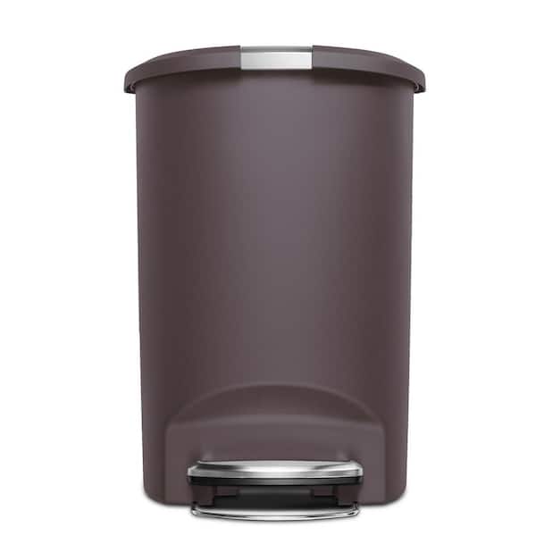 simplehuman 13 Gallon Semi-Round Step Kitchen Trash Can, Mocha